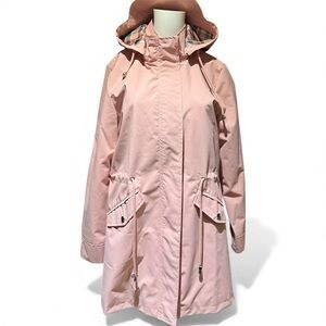 NWOT  Pink Trench Coat with Detachable Hood. Front pockets & drawstring hood.